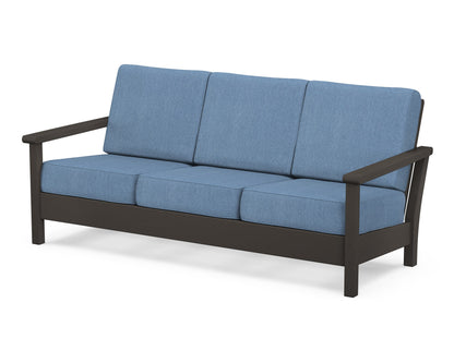 POLYWOOD® Harbour Deep Seating Sofa in Vintage Coffee / Sky Blue
