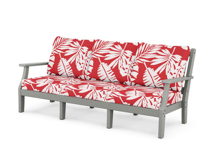 Martha Stewart by POLYWOOD® Chinoiserie Deep Seating Sofa in Slate Grey / Leaf Crimson