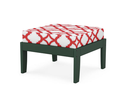 Unbranded Modular Ottoman - Classic in Green / Trellis Crimson