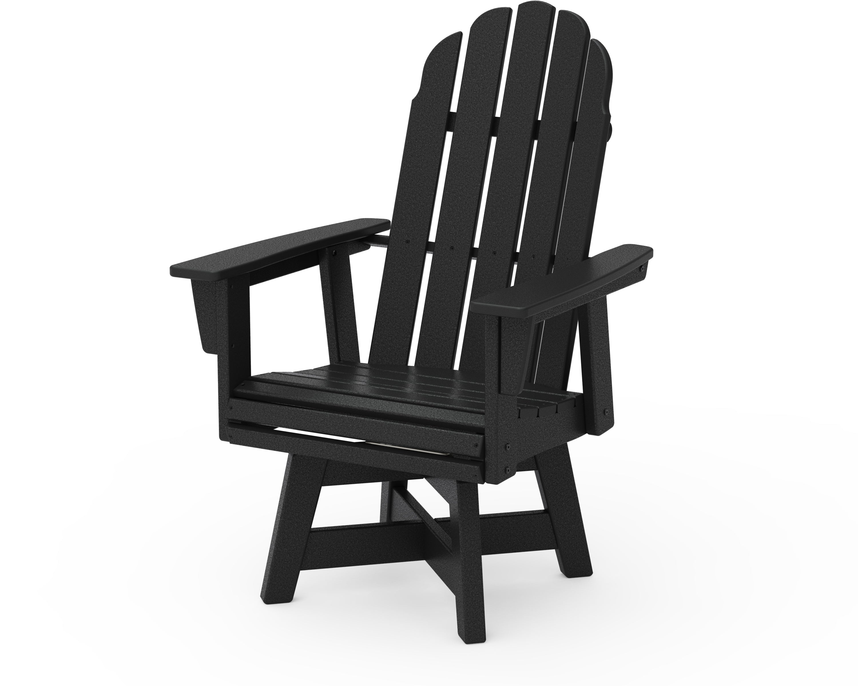 POLYWOOD® Vineyard Curveback Adirondack Swivel Dining Chair in Black