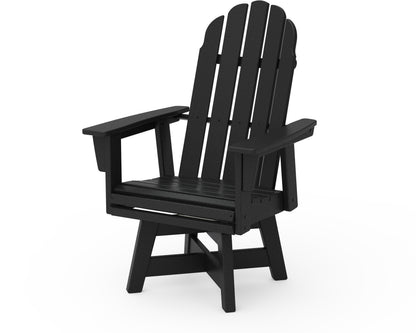 POLYWOOD® Vineyard Curveback Adirondack Swivel Dining Chair in Black