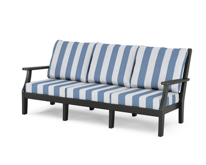 Country Living Wovendale Deep Seating Sofa in Black / Cabana Stripe Sky Blue