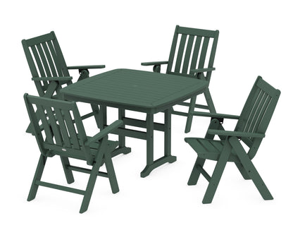 POLYWOOD® Vineyard Folding Chair 5-Piece Dining Set in Green