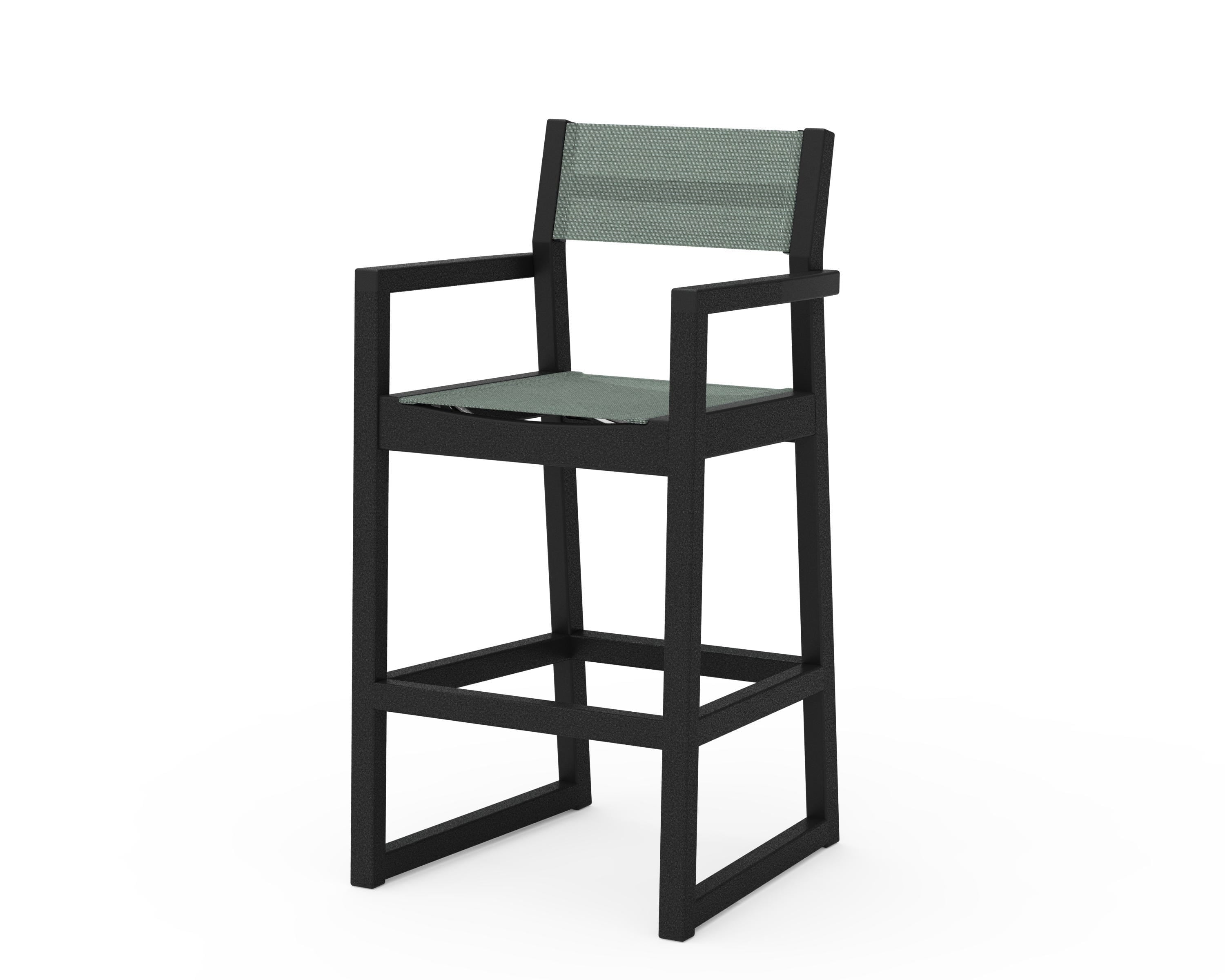 POLYWOOD® EDGE Sling Bar Arm Chair in Black / Dupioni Sea Mist Sling