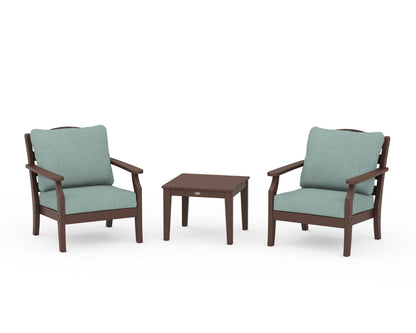 Draper James™ by  POLYWOOD® Savannah 3-Piece Deep Seating Set in Mahogany / Glacier Spa