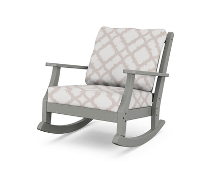 Country Living Wovendale Deep Seating Rocking Chair in Slate Grey / Trellis Dune Burlap
