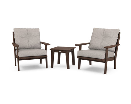 POLYWOOD® Lakeside 3-Piece Deep Seating Chair Set in Mahogany / Weathered Tweed