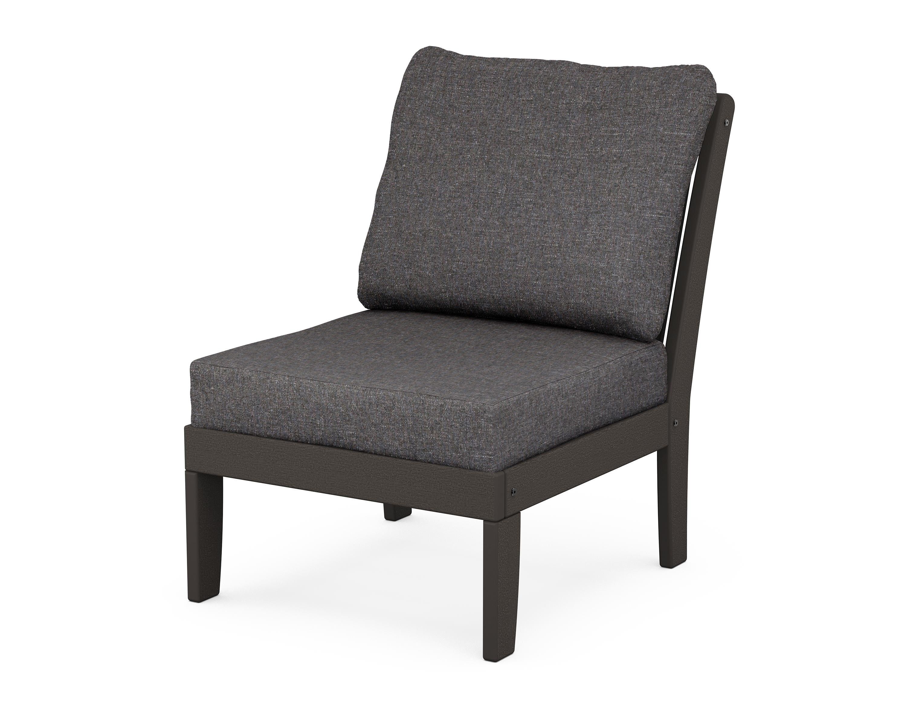 POLYWOOD® Braxton Modular Armless Chair in Vintage Coffee / Ash Charcoal