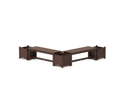 POLYWOOD® 48" Nautical L- Shaped Planter Bench Corner Set in Mahogany
