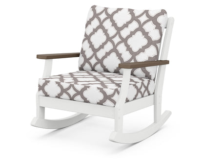 POLYWOOD® Braxton Deep Seating Rocking Chair in White / Kona / Trellis Grey Mist
