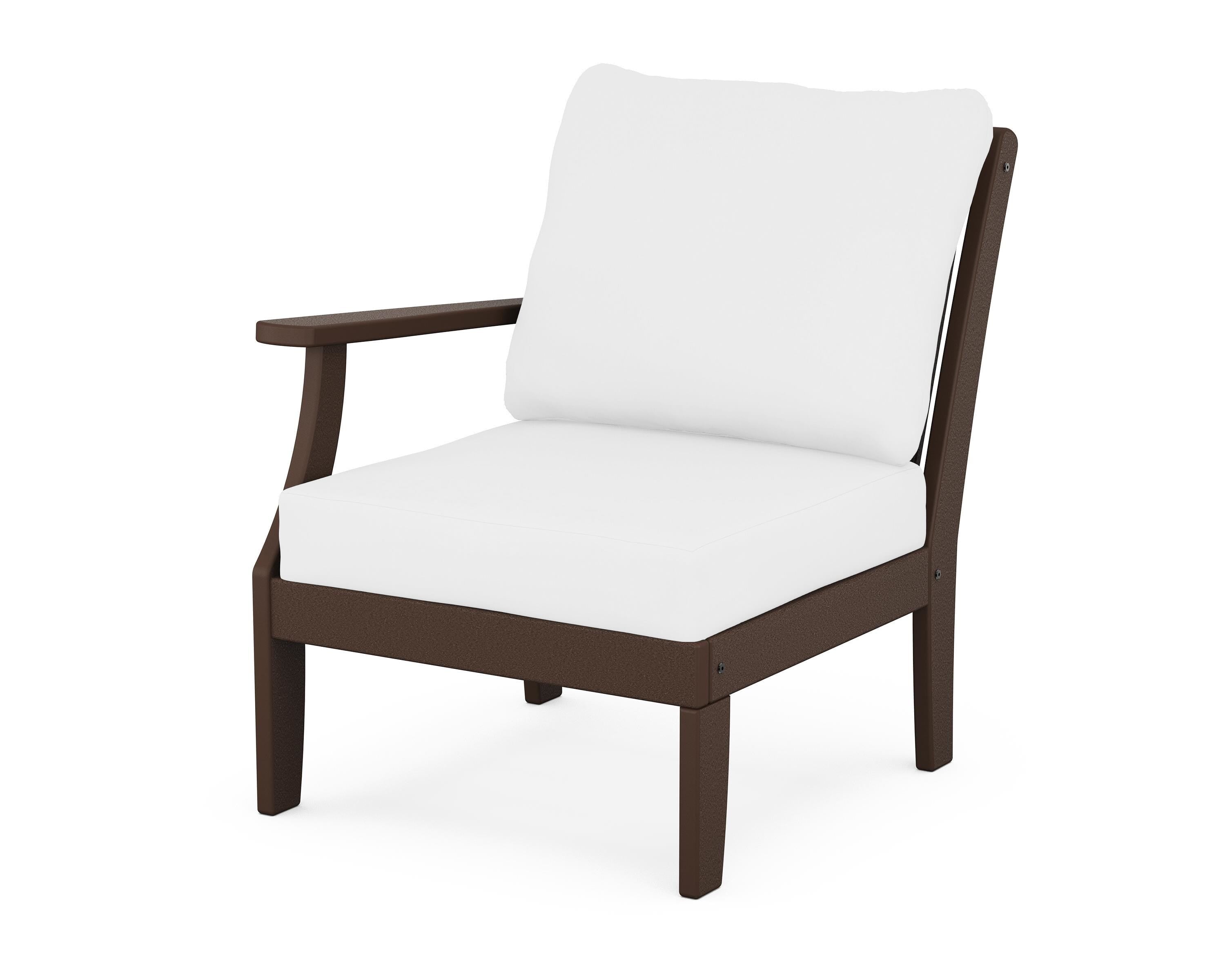 POLYWOOD® Braxton Modular Left Arm Chair in Mahogany / Natural