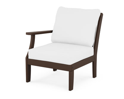 POLYWOOD® Braxton Modular Left Arm Chair in Mahogany / Natural