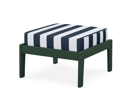 Unbranded Deep Seating Ottoman in Green / Cabana Stripe Marine Indigo