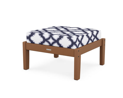 Martha Stewart by POLYWOOD® Chinoiserie Deep Seating Ottoman in Teak / Trellis Navy