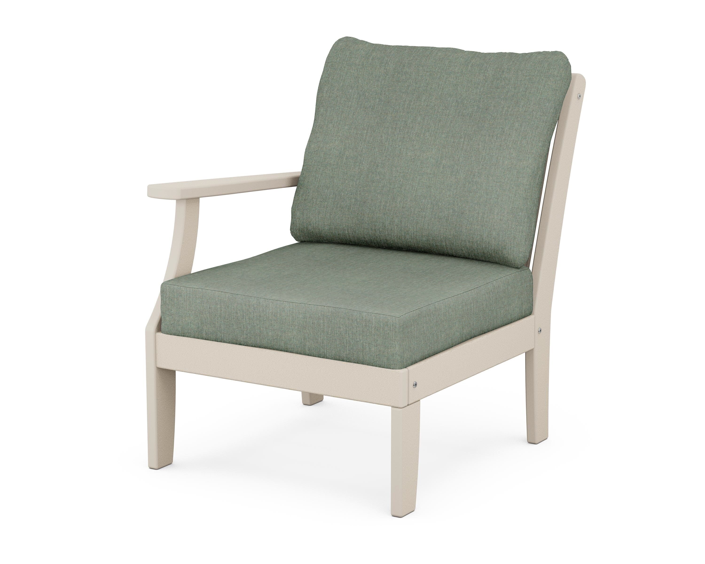 POLYWOOD® Braxton Modular Left Arm Chair in Sand / Cast Sage