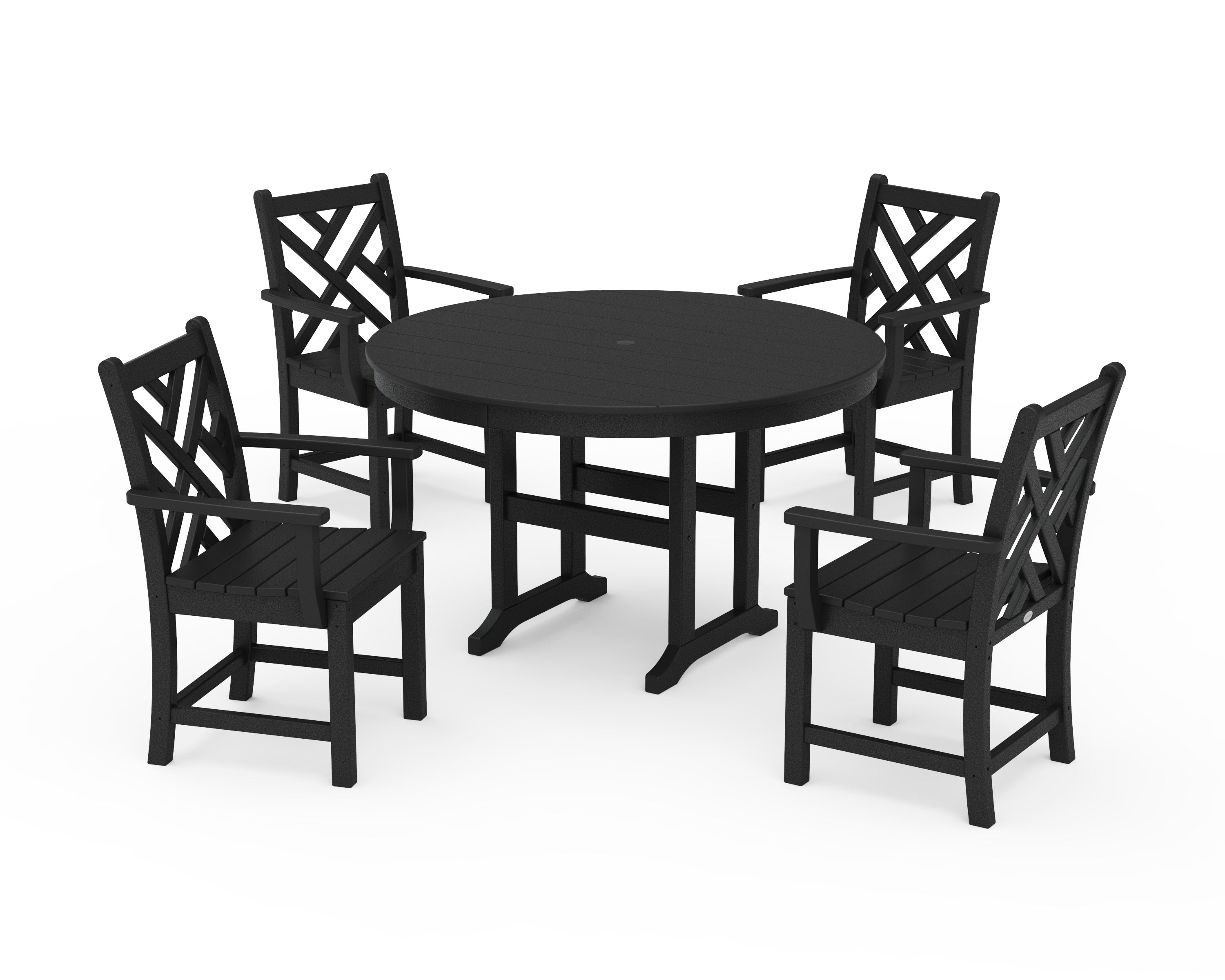 POLYWOOD® Chippendale 5-Piece Round Farmhouse Dining Set in Black