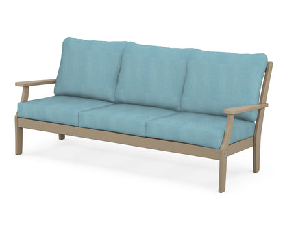 POLYWOOD® Braxton Deep Seating Sofa in Vintage Sahara / Lattice Sky Blue