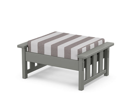 Martha Stewart by POLYWOOD® Acadia Deep Seating Ottoman in Slate Grey / Cabana Stripe Grey Mist