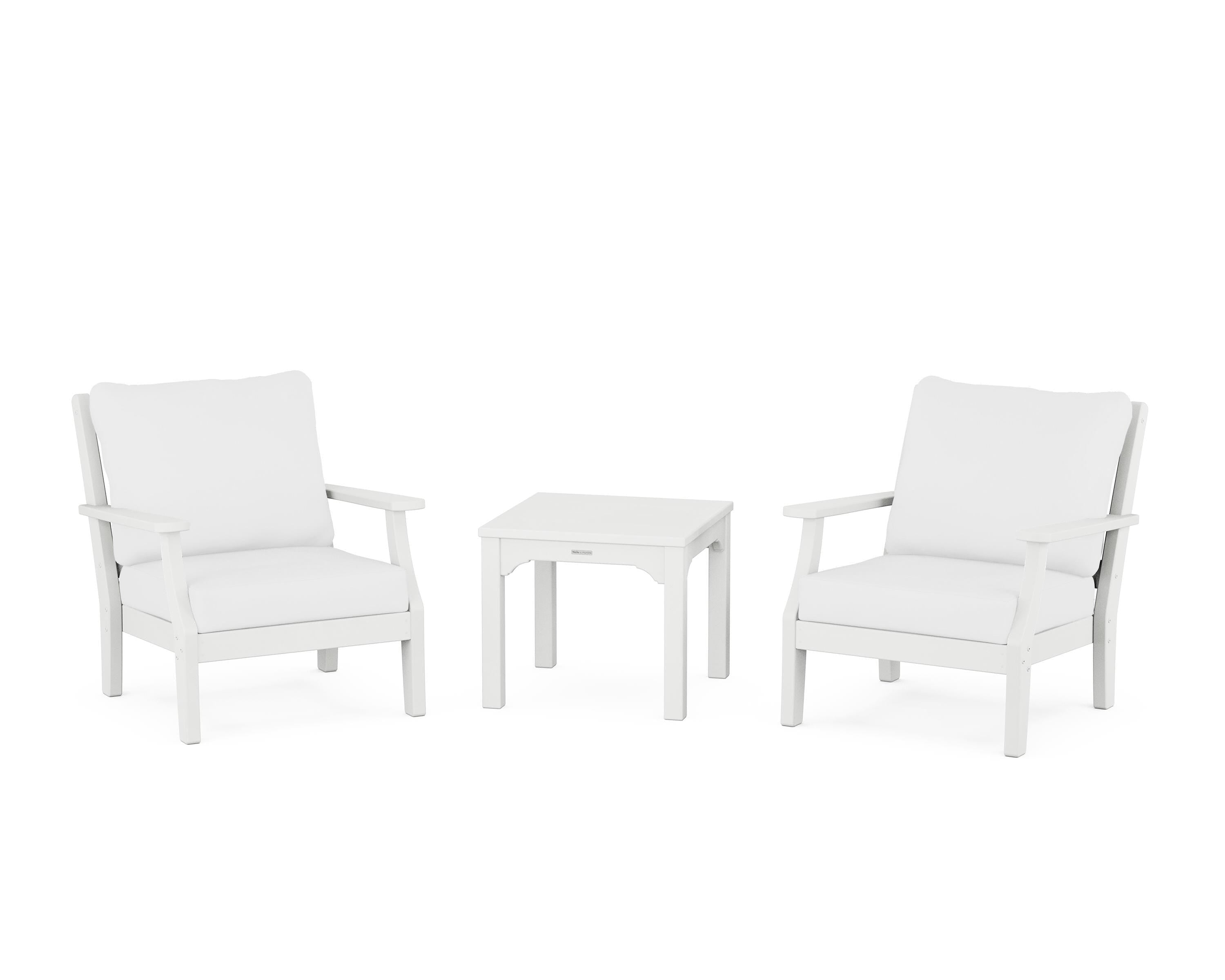 Martha Stewart by POLYWOOD® Chinoiserie 3-Piece Deep Seating Set in White / Natural