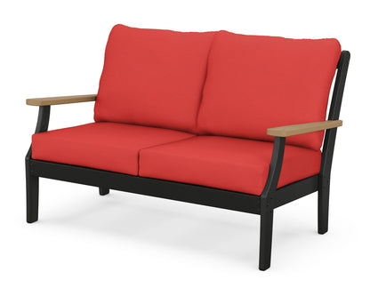 POLYWOOD® Braxton Deep Seating Loveseat in Black / Natural / Crimson Linen