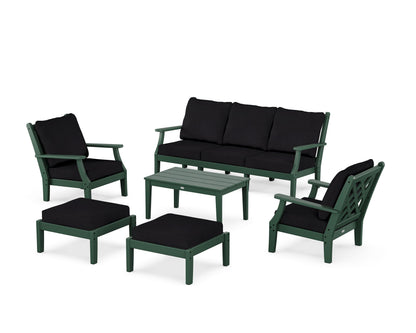 Country Living Wovendale 6-Piece Lounge Sofa Set in Green / Midnight Linen