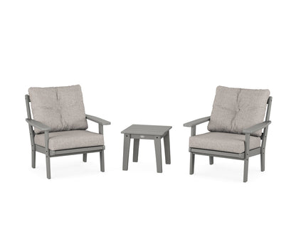 POLYWOOD® Oxford 3-Piece Deep Seating Set in Slate Grey / Weathered Tweed