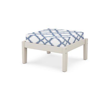 Unbranded Deep Seating Ottoman in Sand / Trellis Sky Blue