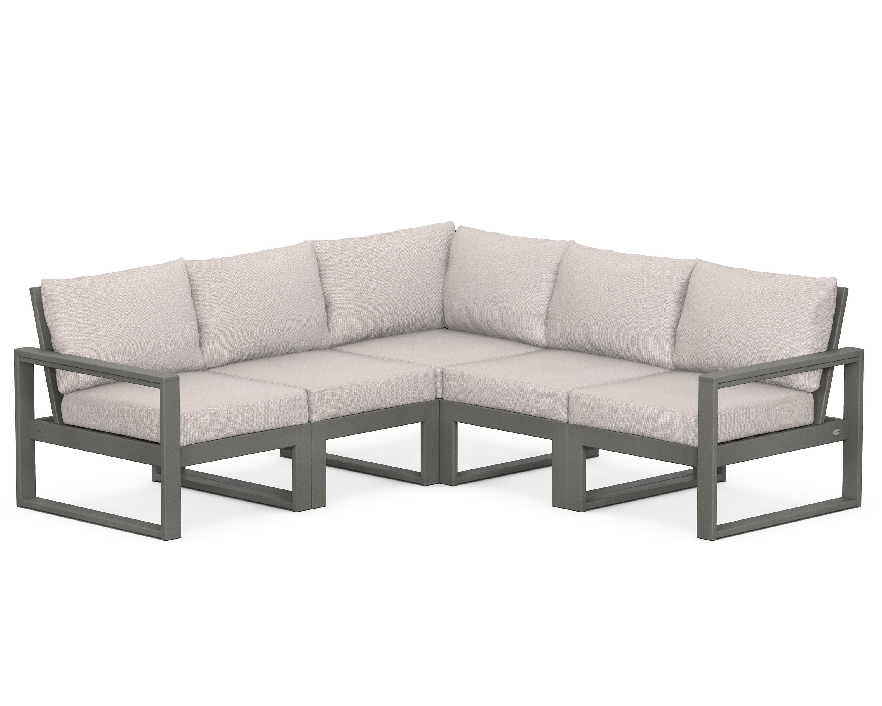POLYWOOD® EDGE 5-Piece Modular Deep Seating Set in Slate Grey / Dune Burlap