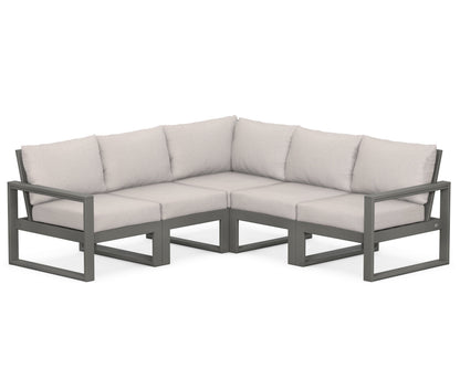 POLYWOOD® EDGE 5-Piece Modular Deep Seating Set in Slate Grey / Dune Burlap