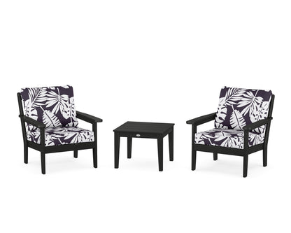 Country Living Cottage 3-Piece Deep Seating Set in Black / Leaf Navy
