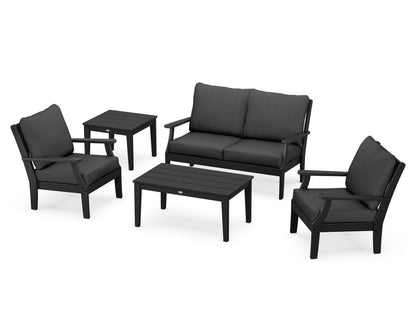 POLYWOOD® Braxton 5-Piece Deep Seating Set in Black / Spectrum Carbon