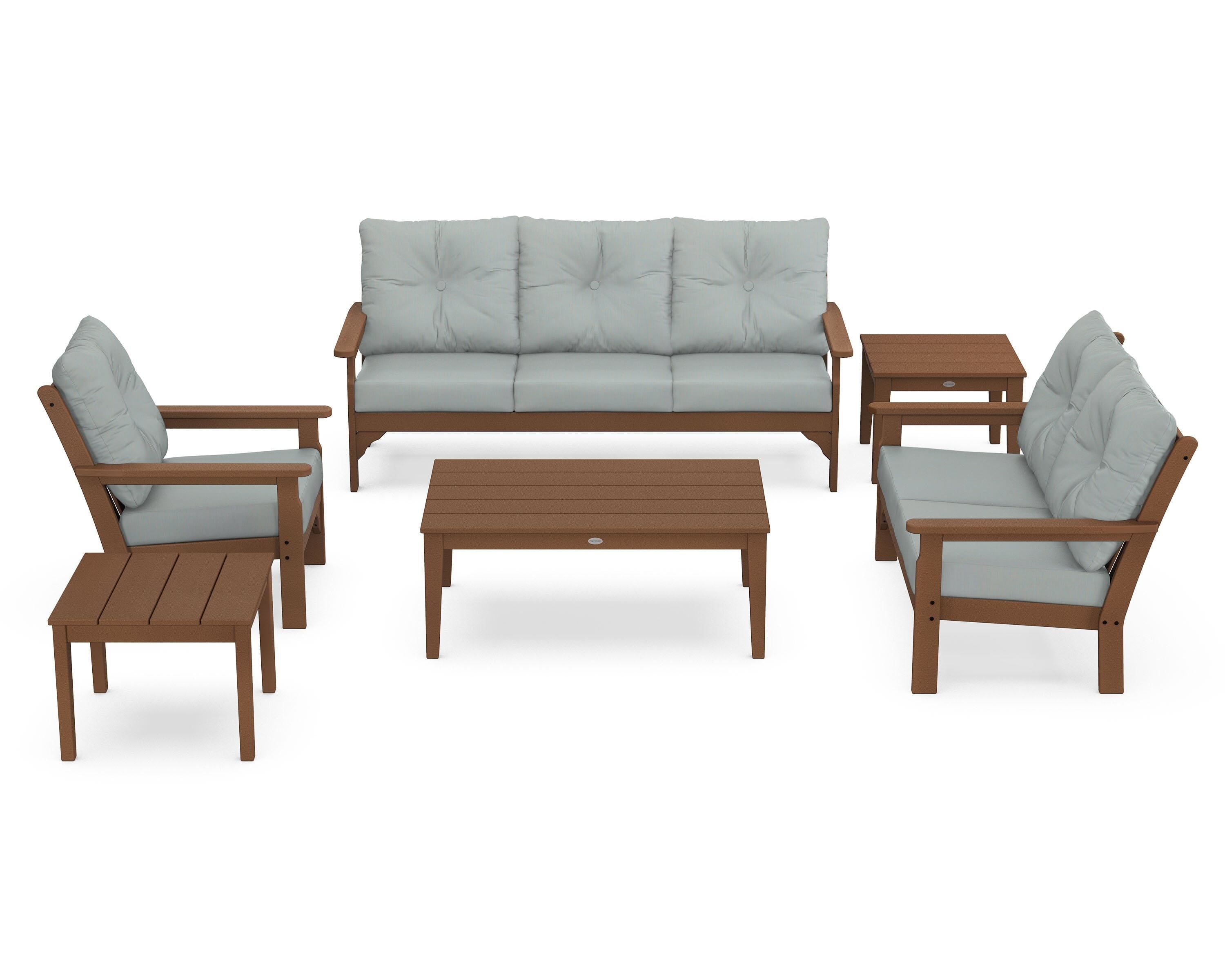 POLYWOOD® Vineyard 6-Piece Deep Seating Set in Teak / Spa
