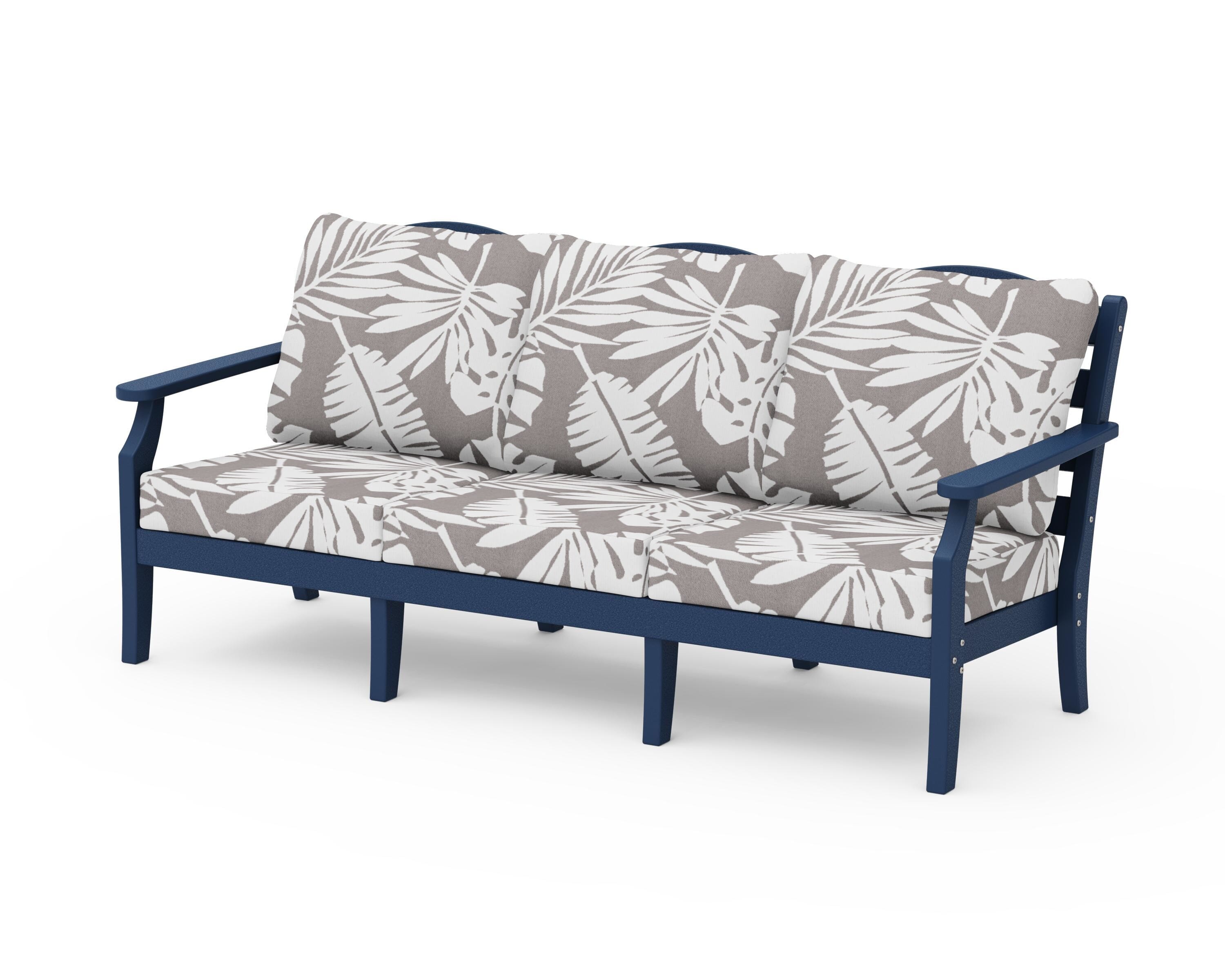 Draper James™ by  POLYWOOD® Savannah Deep Seating Sofa in Navy / Leaf Grey Mist