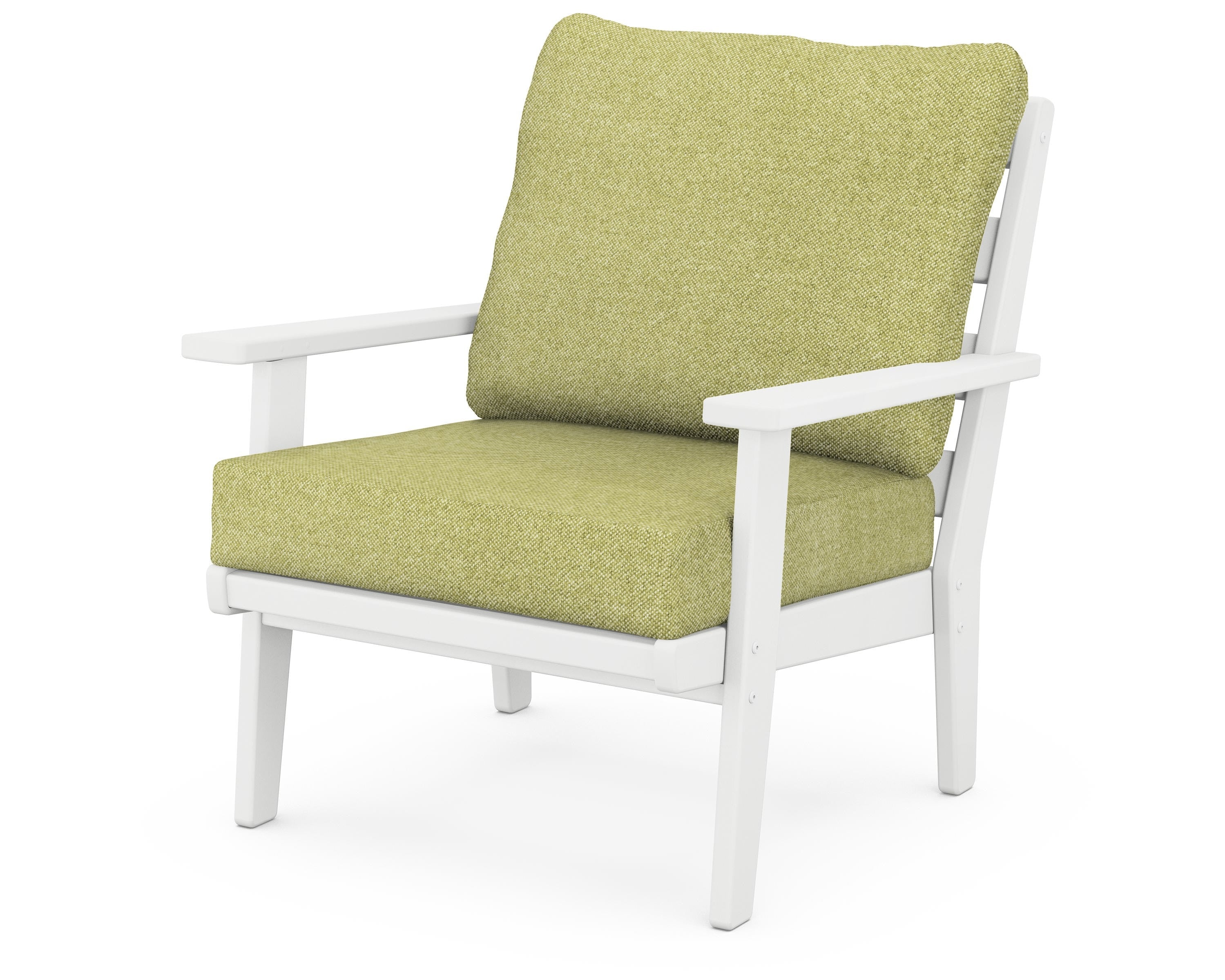 POLYWOOD® Grant Park Deep Seating Chair in White / Chartreuse Boucle