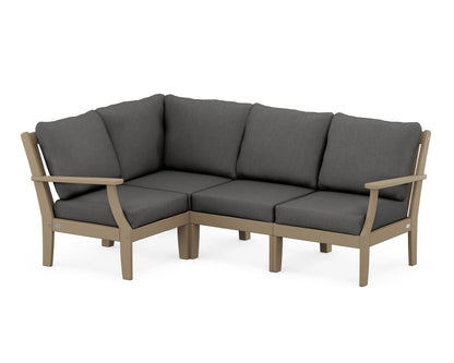 POLYWOOD® Braxton Modular 4-Piece Deep Seating Set in Vintage Sahara / Spectrum Carbon