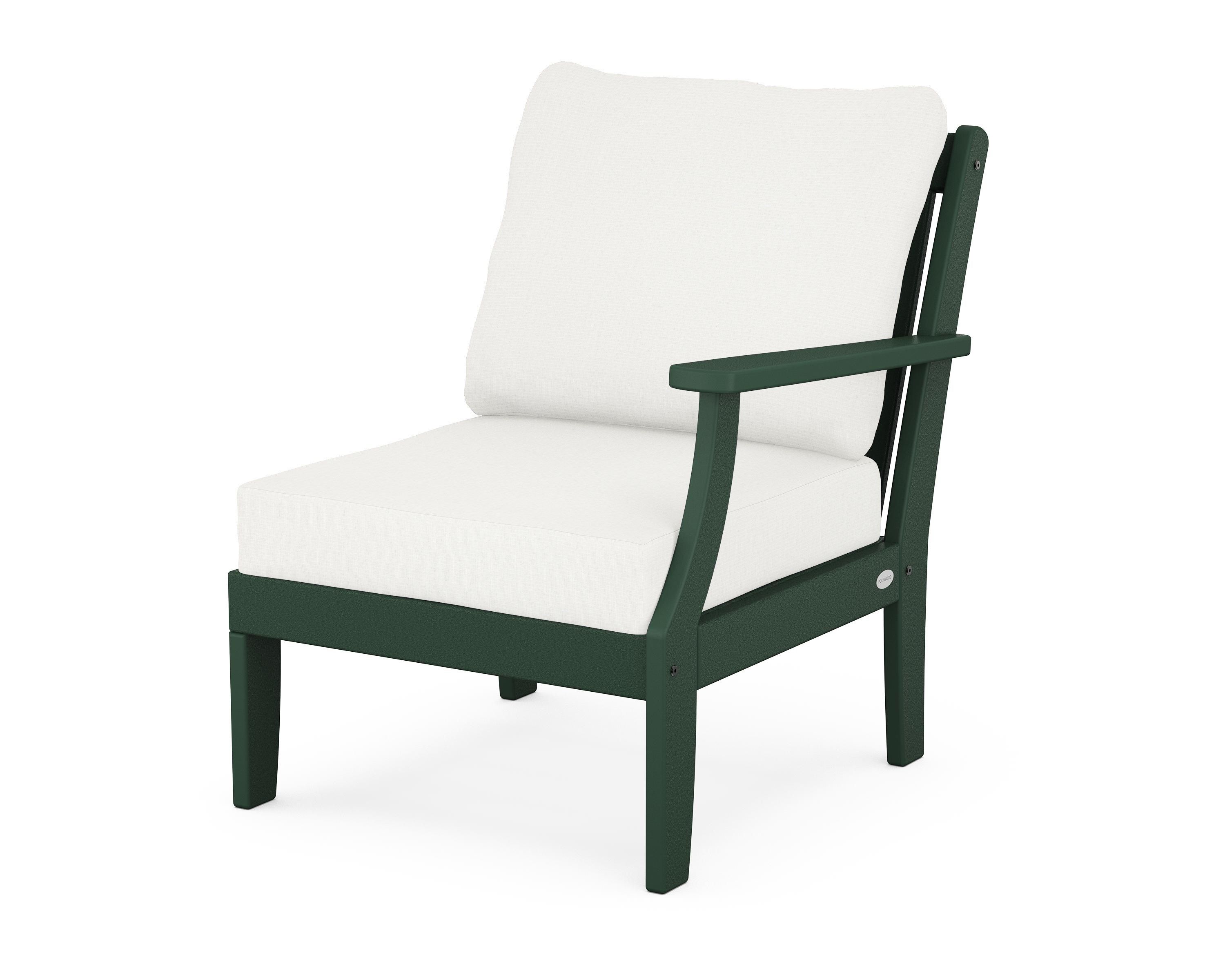 POLYWOOD® Braxton Modular Right Arm Chair in Green / Natural Linen
