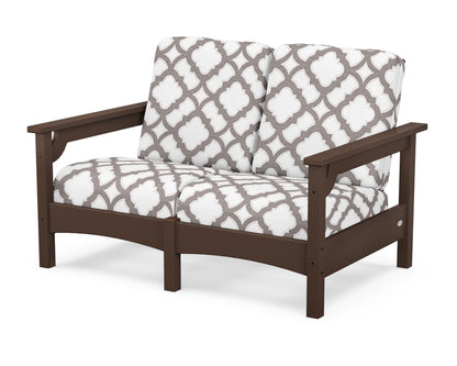 POLYWOOD® Club Loveseat in Mahogany / Trellis Grey Mist