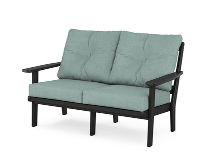 POLYWOOD® Prairie Deep Seating Loveseat in Black / Glacier Spa
