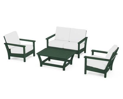 POLYWOOD® Harbour 4-Piece Deep Seating Set in Green / Natural