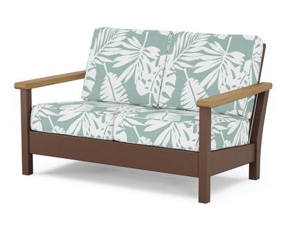 POLYWOOD® Harbour Deep Seating Loveseat in Mahogany / Natural / Leaf Glacier Spa