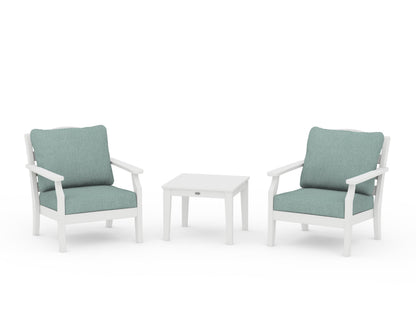 Draper James™ by  POLYWOOD® Savannah 3-Piece Deep Seating Set in White / Glacier Spa