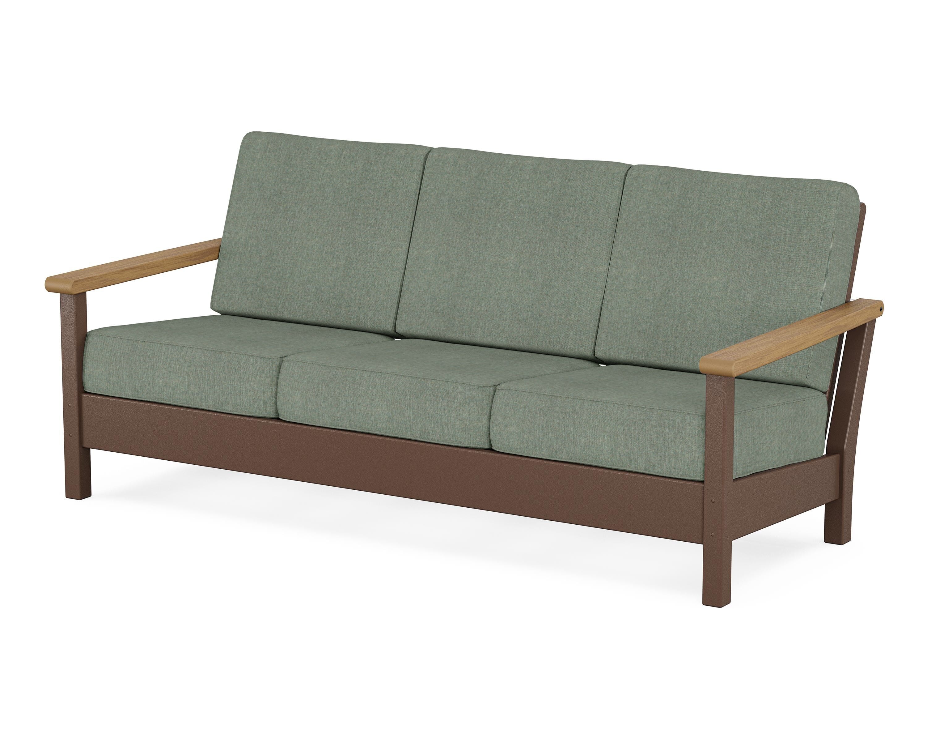 POLYWOOD® Harbour Deep Seating Sofa in Mahogany / Natural / Cast Sage