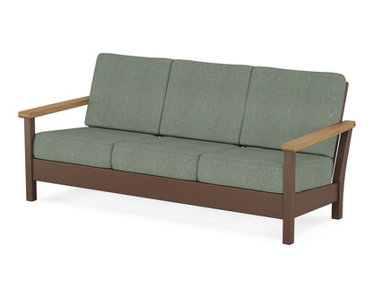POLYWOOD® Harbour Deep Seating Sofa in Mahogany / Natural / Cast Sage