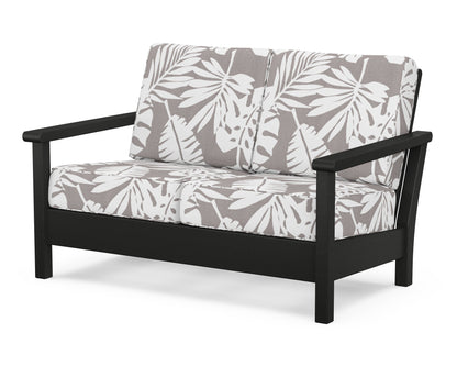 POLYWOOD® Harbour Deep Seating Loveseat in Black / Leaf Grey Mist