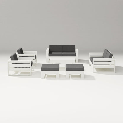 PW Designer Series Latitude 7-Piece Lounge Loveseat Set in Vintage White / Spectrum Carbon
