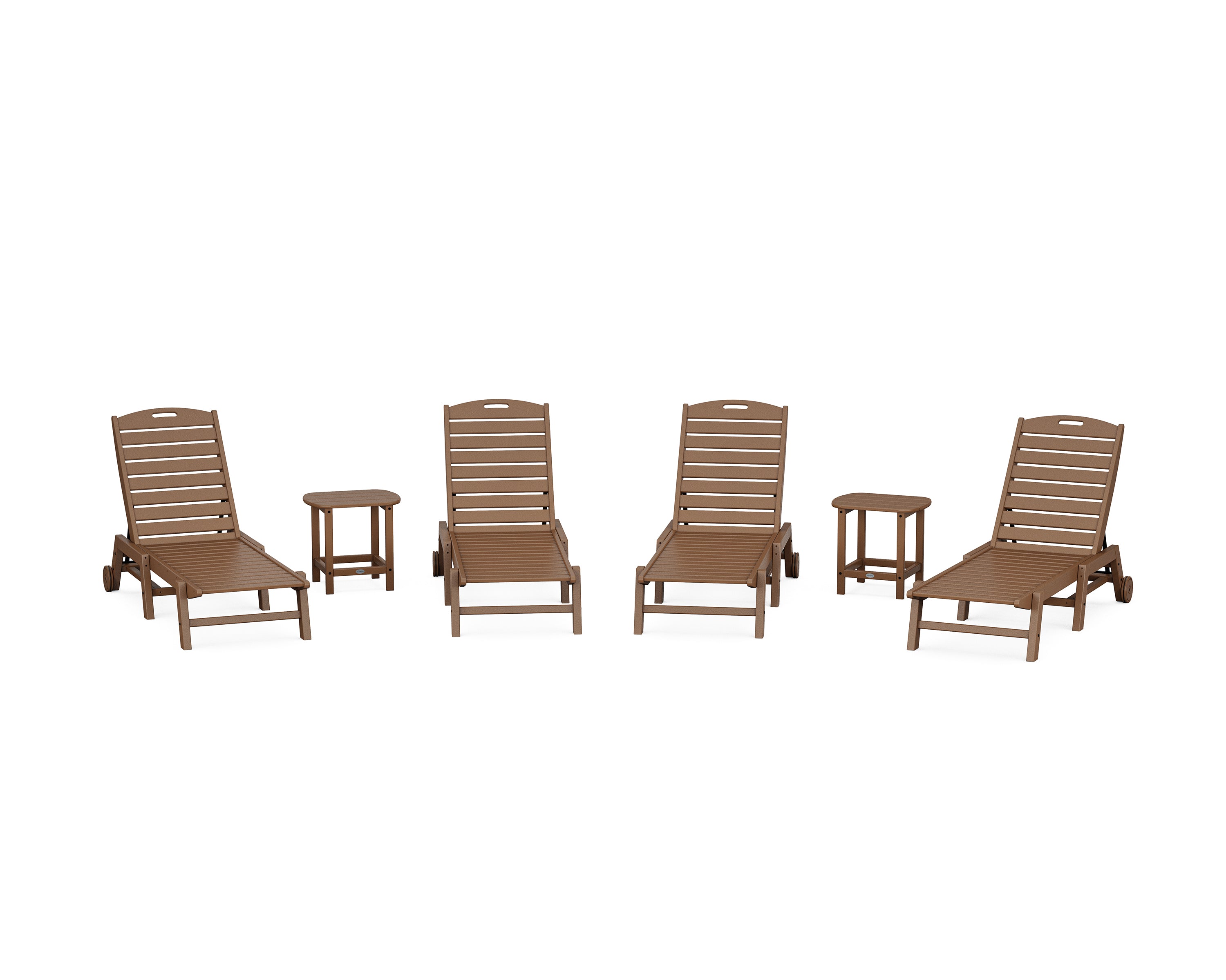 POLYWOOD® Nautical Chaise 6-Piece Set with Wheels in Teak