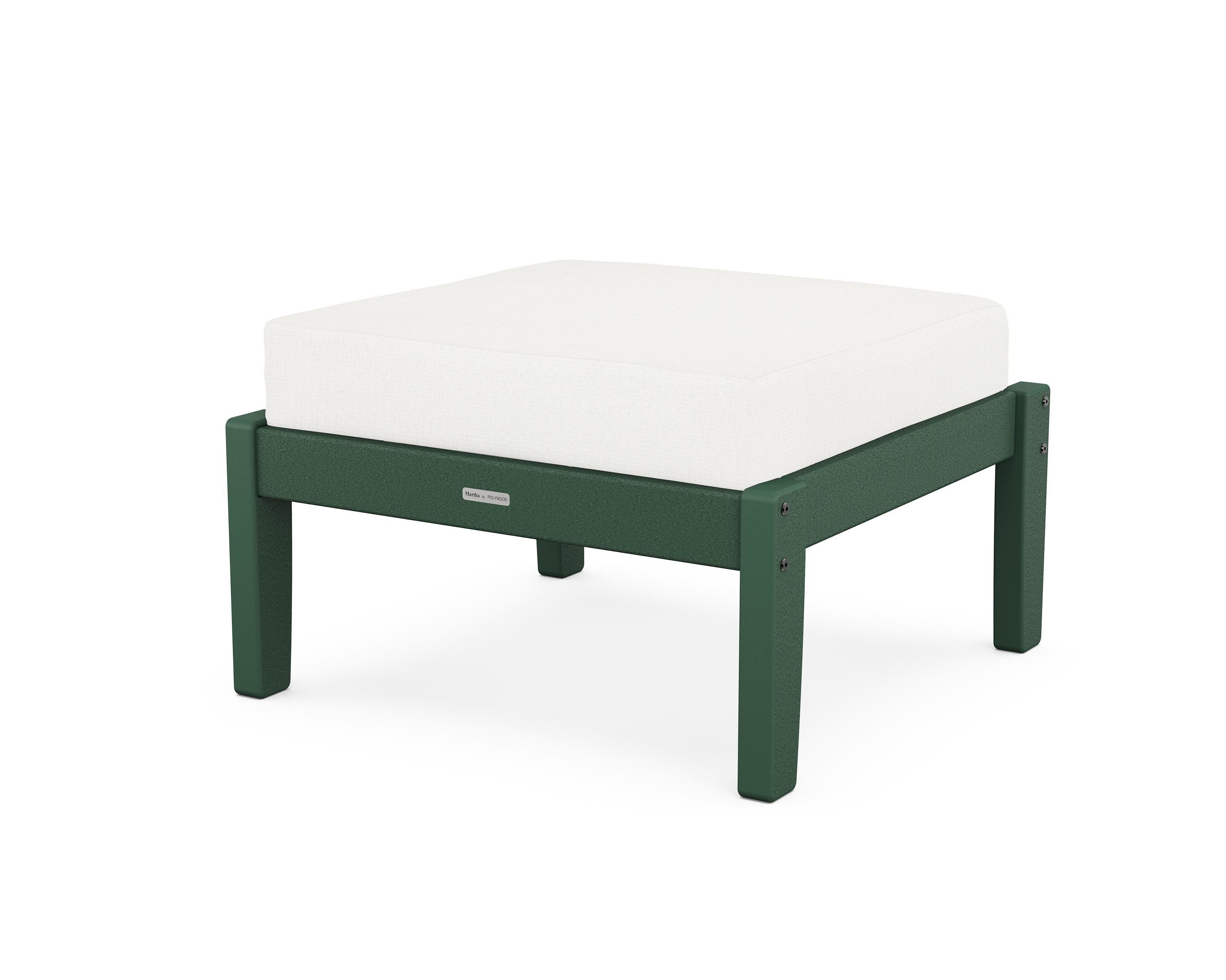 Martha Stewart by POLYWOOD® Chinoiserie Deep Seating Ottoman in Green / Natural Linen