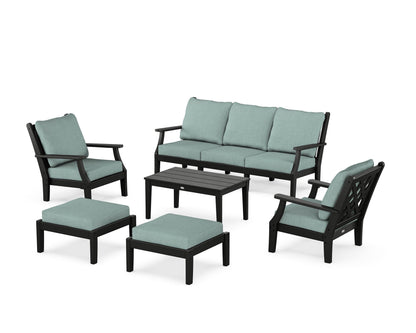 Country Living Wovendale 6-Piece Lounge Sofa Set in Black / Glacier Spa
