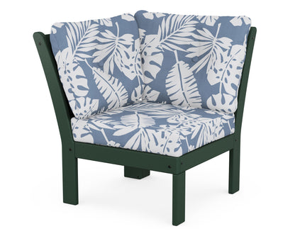POLYWOOD® Vineyard Modular Corner Chair in Green / Leaf Sky Blue