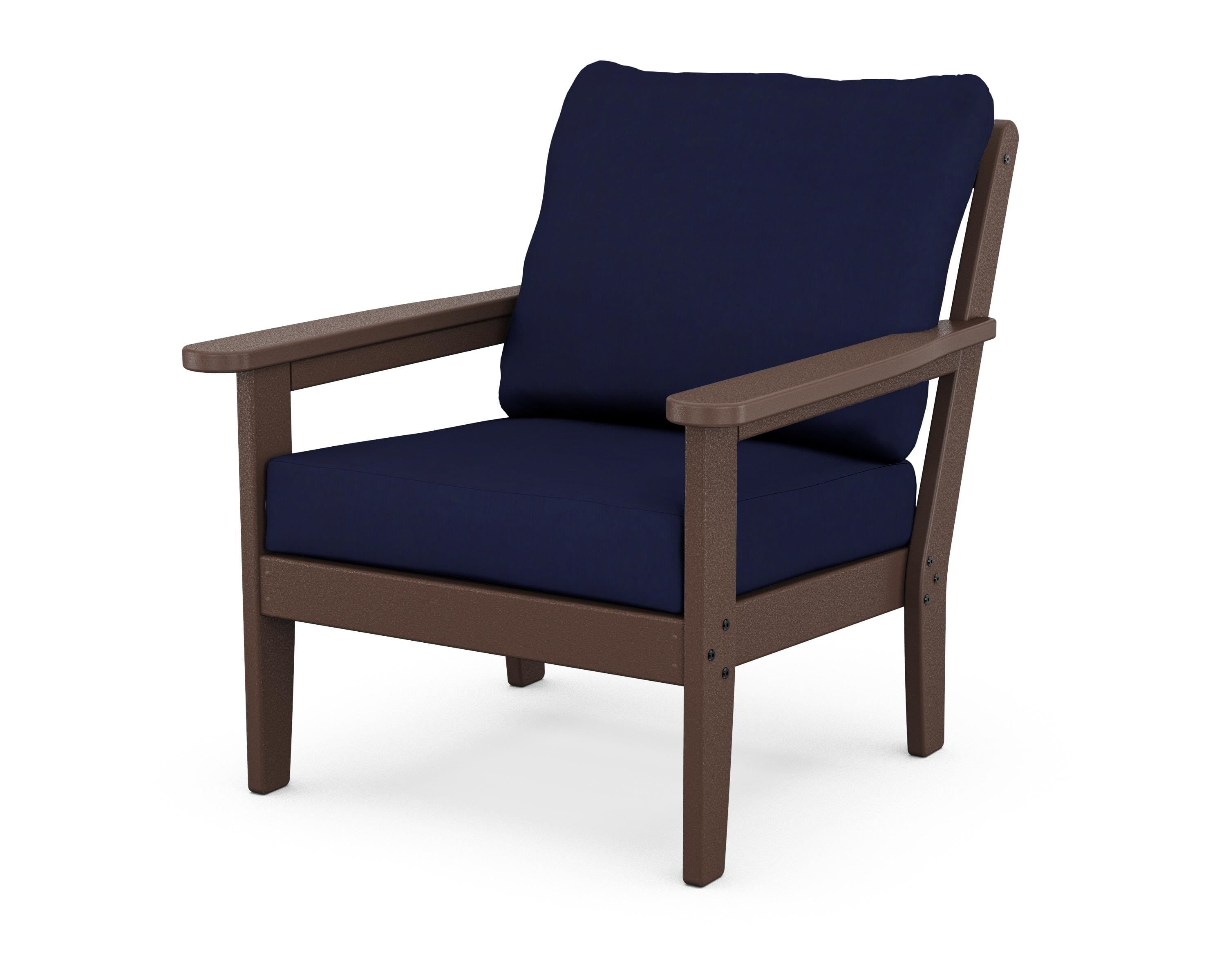 Country Living Cottage Deep Seating Chair in Mahogany / Navy